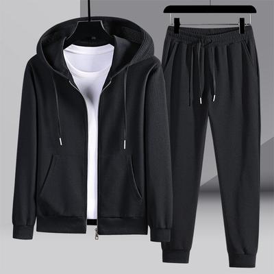 Men Cool Handsome Wear Fashion Two Sets of Young Spring and Autumn Leisure Hoodie Pure Cotton Plus Size Sportswear Suit