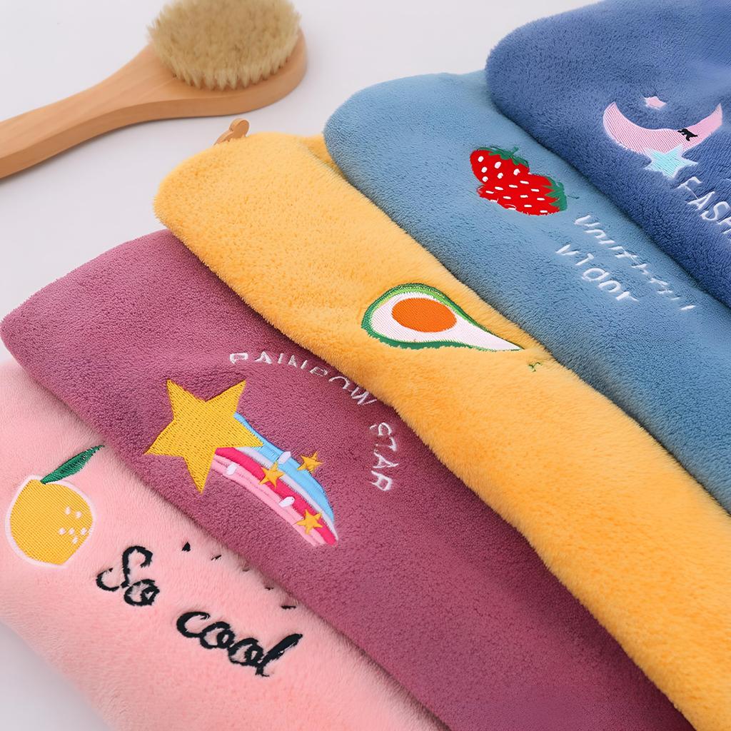 1PC Magic Microfiber Shower Cap Embroidery Towel Bath Hats Dry Hair Cap Quick Drying Soft for Lady Turban Head