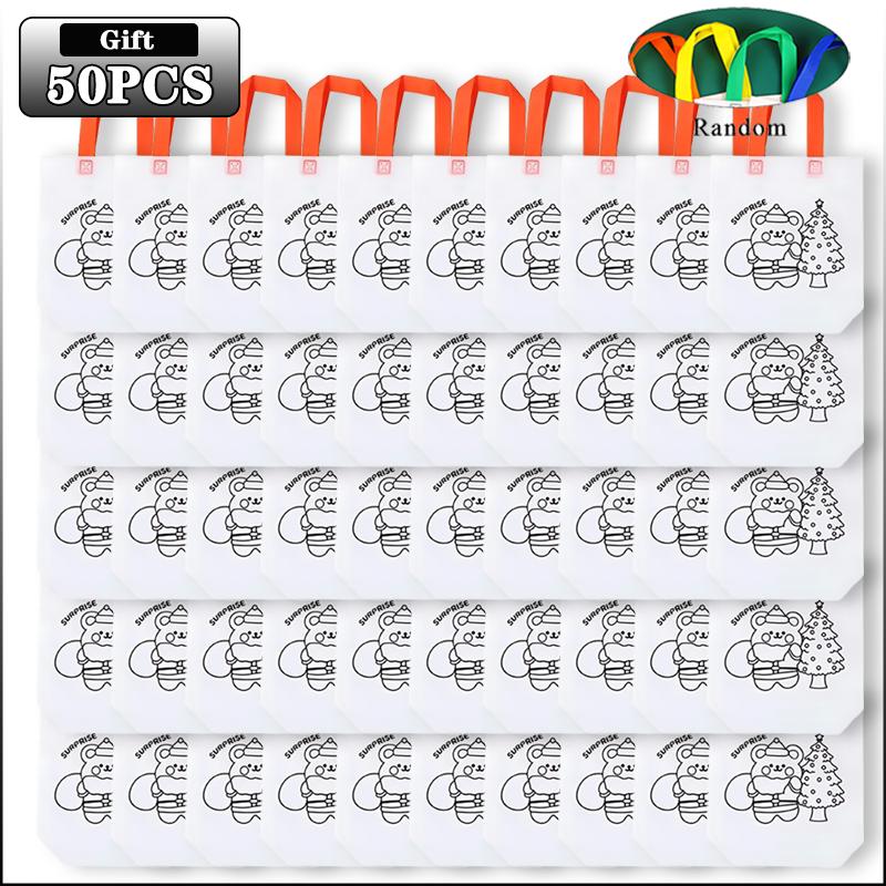 10-50PCS Christmas DIY Graffiti Bags Non Woven Handmade Painting Bags for Kids Art Crafts Gift Coloring Reusable Xmas Handbag