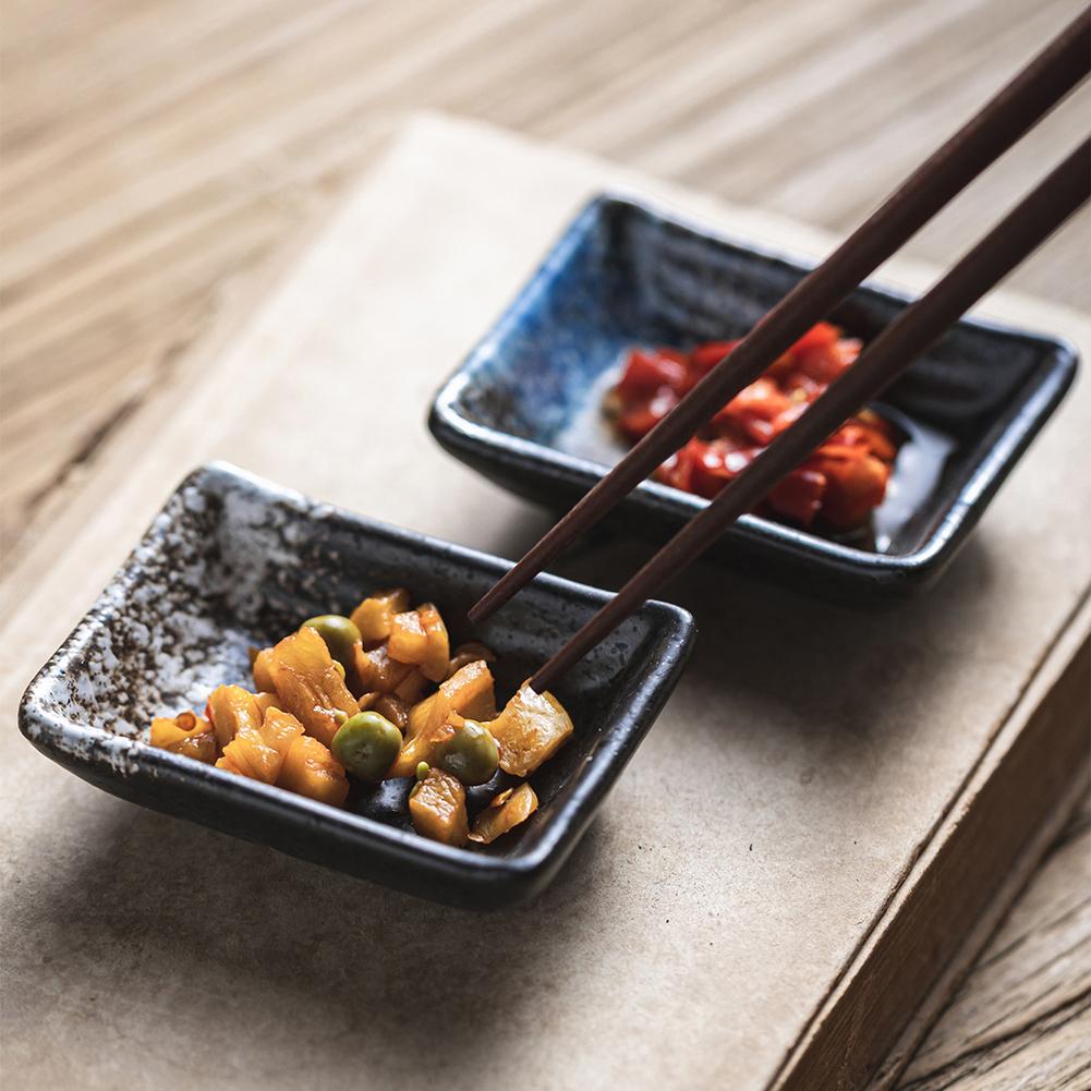 Japanese Sauce Rectangular Dish Household Seasoning Dish Mustard-Soy Small Dish Ceramic Plates Tableware Home Kitchen Supplies