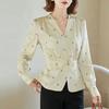 Casual Single Button V-Neck Shirt Commute Letter Printed Women's Clothing Long Sleeve Spring Autumn Stylish Waist Spliced Blouse