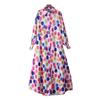 Women's Sexy Single-Breasted Printed Long-Sleeve Midi Shirt Dress