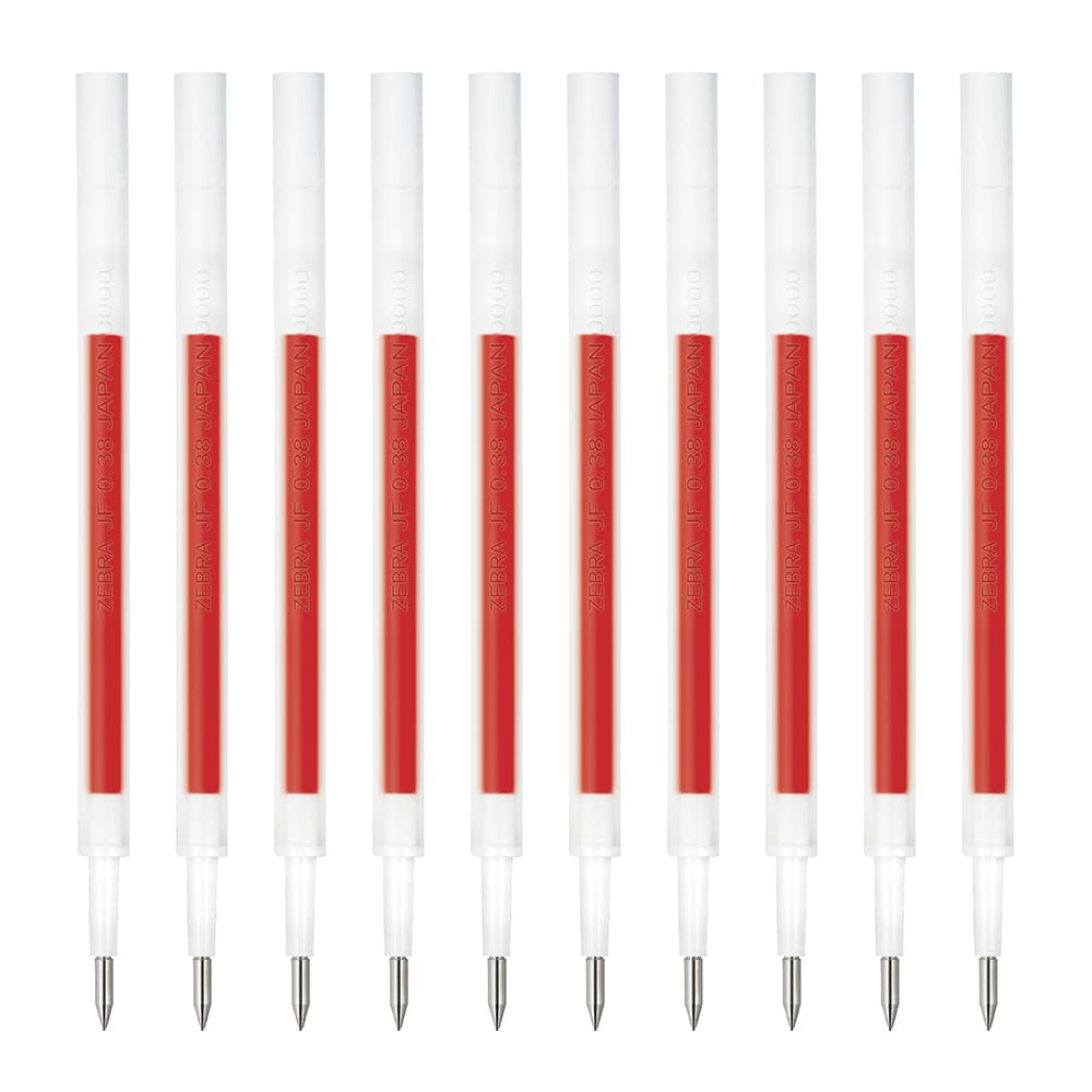 Zebra Sarasa Nano Gel Ballpoint Pen Refills, JF-0.38, Red, 10-Pack, B-RJF38-R