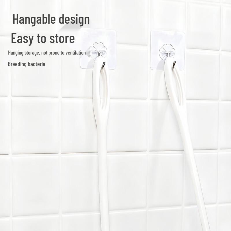 White Long Handle Toilet Brush with Base