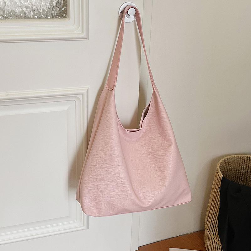 Retro Solid Color Tote Bag - Versatile Large Capacity Women's Handbag