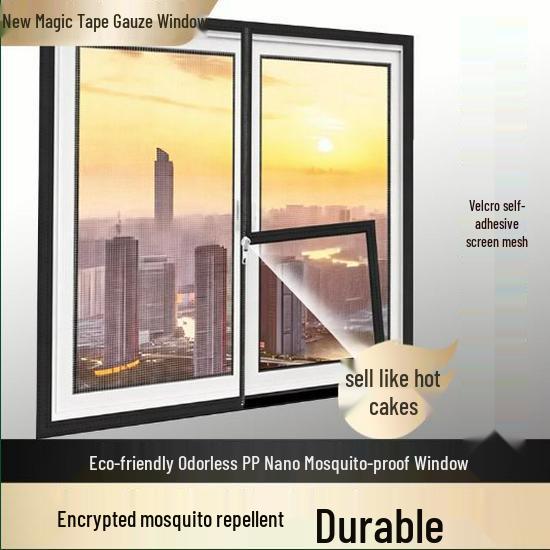 Nano Anti-Mosquito Insect Screen: Invisible Velcro Self-Install Mesh for Home Windows