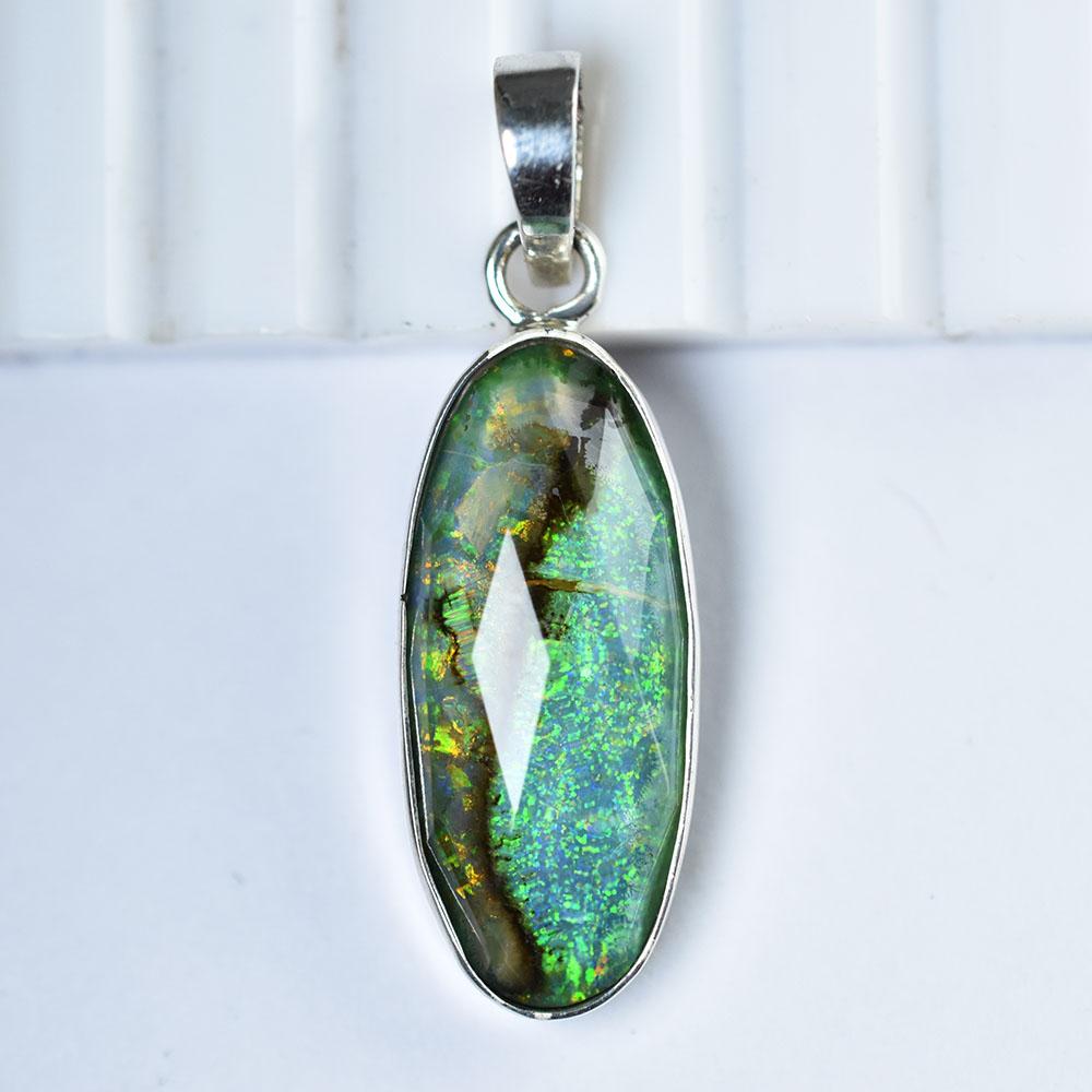 Natural Opal Pendant 20.4 ct Oval 925 Sterling Silver October Birthstone for Gem Collections