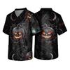 Camisa de Uniforme de Trabajo para Hombre de Manga Corta con Estampado de Halloween