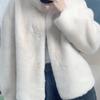 Imitation Velvet Fur Jacket Light Stand-up Collar Short Coat Women's Winter Fluff Jacket Padded with Cotton