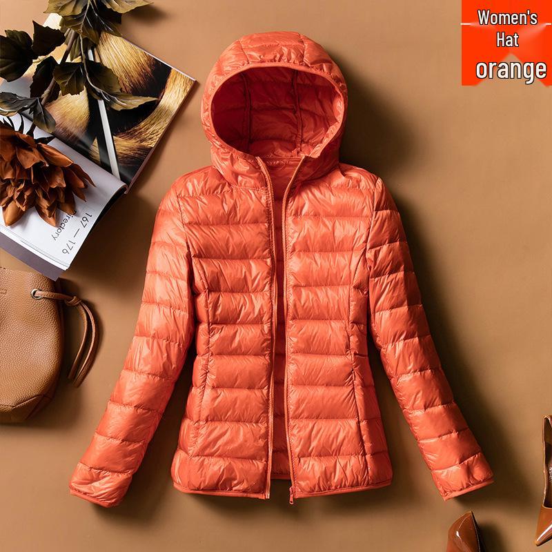 2023 Women's Lightweight Hooded Slim Down Jacket - Short, Fashionable, Plus Size, Autumn/Winter Outerwear