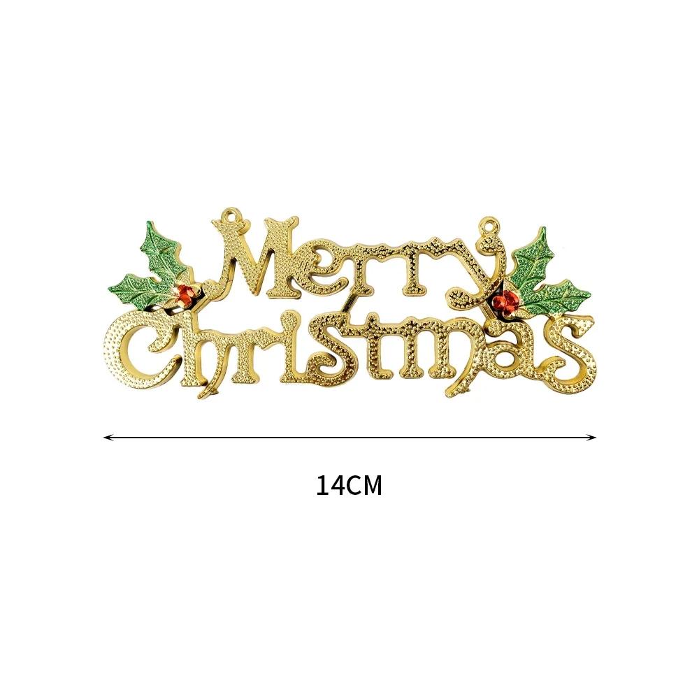 Christmas Letters Hanging Sign 3D Holes Designed Merry Christmas Gold Pendant Home Party Xmas Tree Door Hanging Decoration 2024
