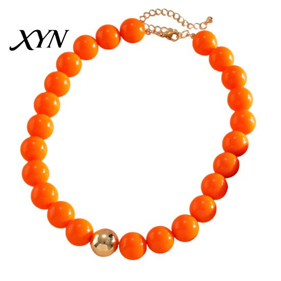 Beads Bracelet Beaded Jewelry for Women, Acrylic Big Choker Necklace Necklace, Round Stretch Bracelet, Summer Retro Accessory Adjustable