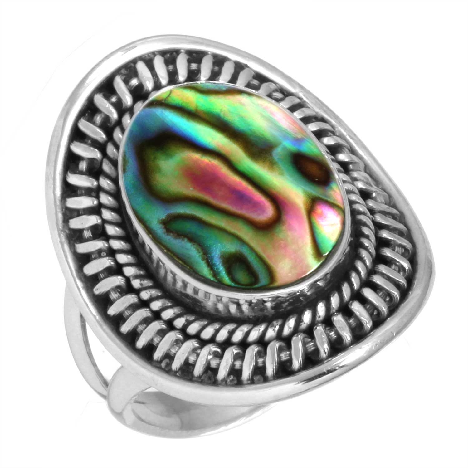 

Кольцо из стерлингового серебра 925 пробы с драгоценными камнями, ювелирные изделия ручной работы, подарок на годовщину, аквамариновый халцедон, ракушка-ушка, синий солнечный камень, лабрадорит, пренит, бохо 12.5