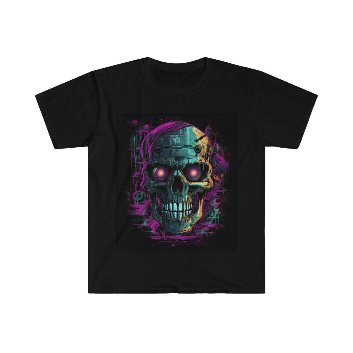 Cyberpunk Skull T-Shirt, Skull tee, skull graphic tee, gothic tee, cyberpunk tee S разноцветный