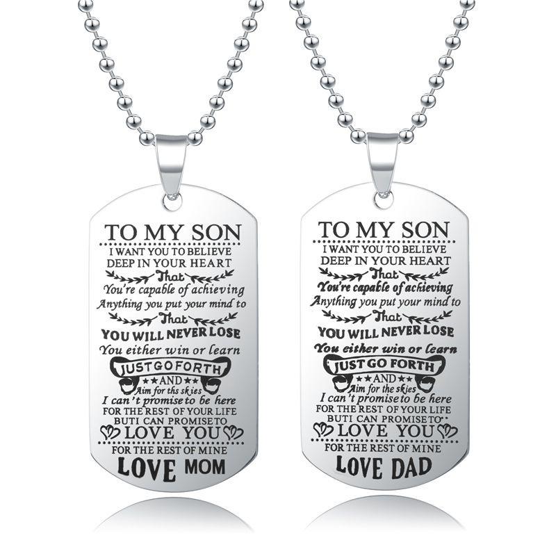 To Necklace Fashion My Son Daughter Dad Mom Dog Tag Birthday Gift Kids For