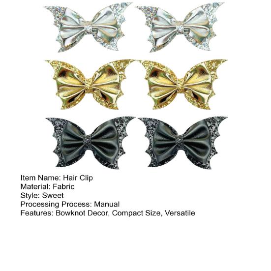 2/6Pcs Halloween Hair Clips Bat Wing Design Shiny Hairpin Women