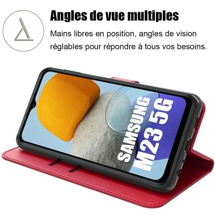 Coque pour Samsung Galaxy M23 5G Fermeture Magnétique Effet Cuir Élégant Rouge