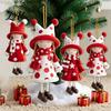 Natural Wood Craft Decor Red And White Doll Hanging Pendants for Christmas Tree Decorative Wooden Girls Festive Party Supplies Ornament Seasonal