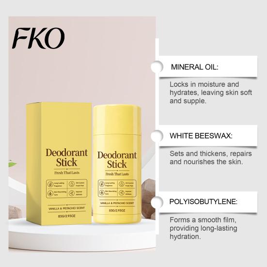 Hydrating Deodorant Stick 83G Vanilla & Pistachios Stick, Odor Protection Perfumed for Women Moisturizing Men, Long Lasting Fresh Scent Underarm Care