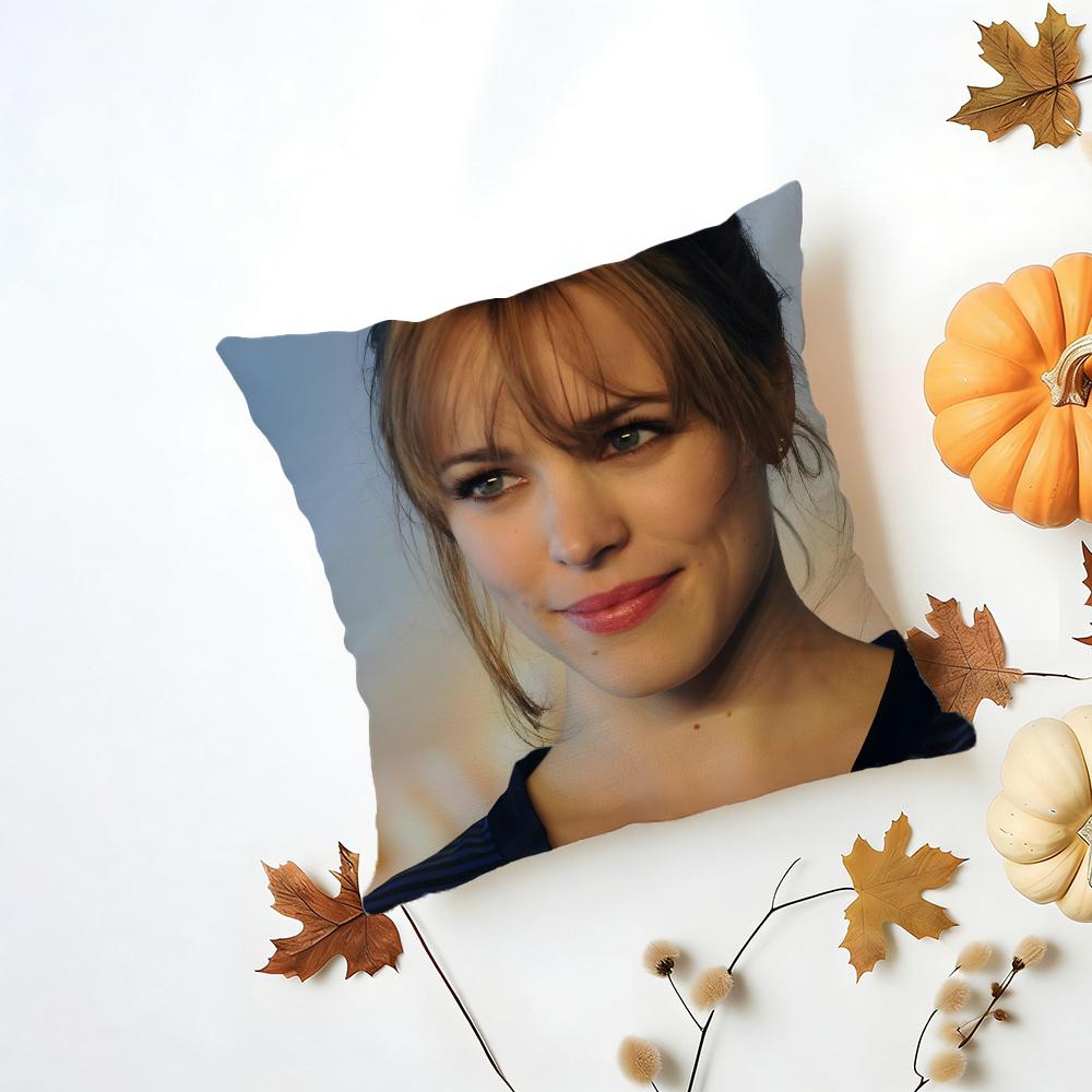 RRachel McAdams Cushion Cover Washable Linen Pillowcase Soft  for Daily Sofa Bed Home Room Decor