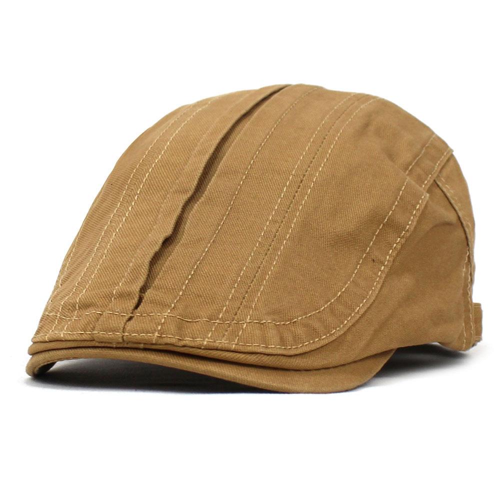 Hat Men's Cotton Beret Adjustable Bent Cap Solid Color Fashion Forward Hat