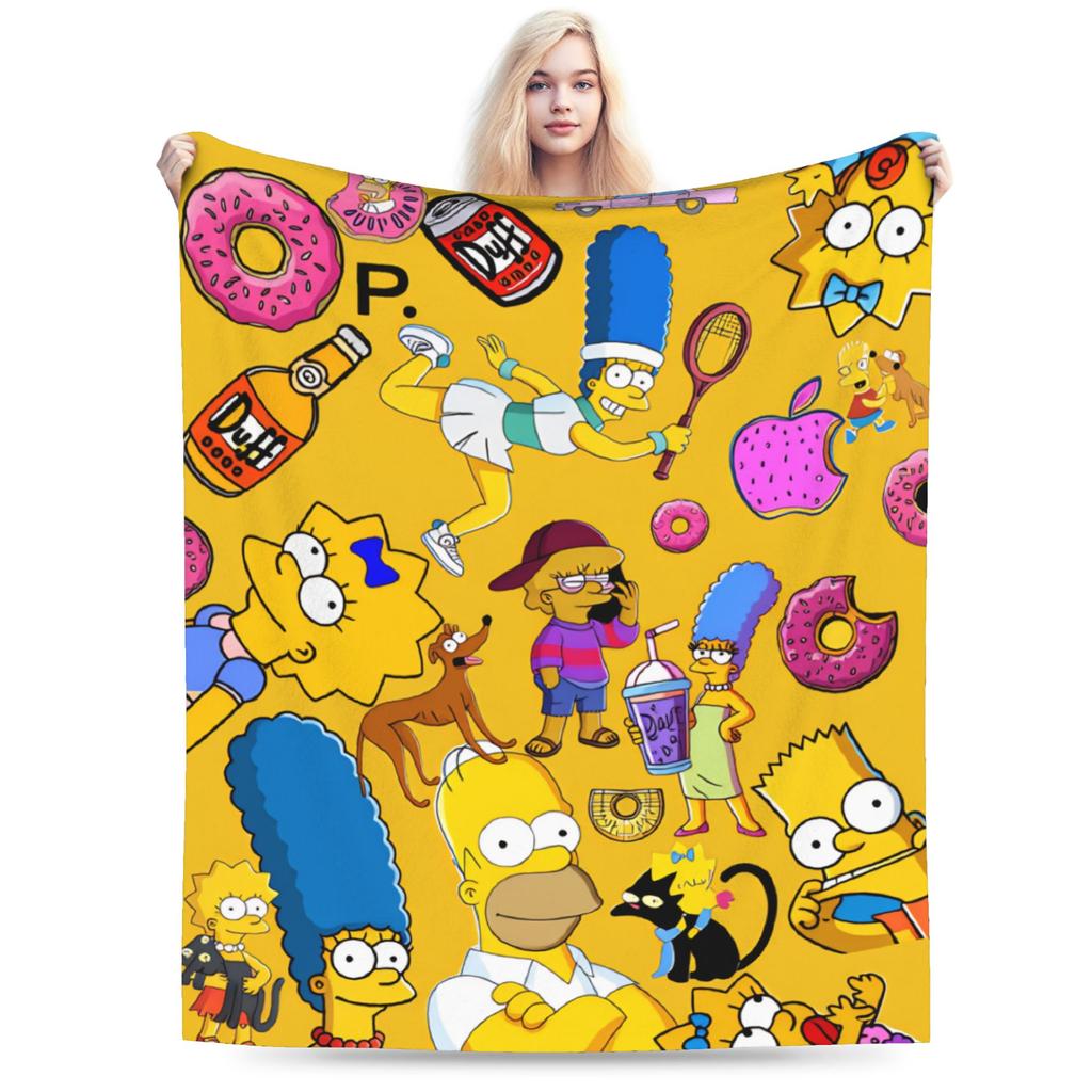 Funny S-Simpsons Cartoon Warm Cozy Blanket  Print Camping Bedding Throws Outdoor Flannel Bedspread Sofa Bed Cover