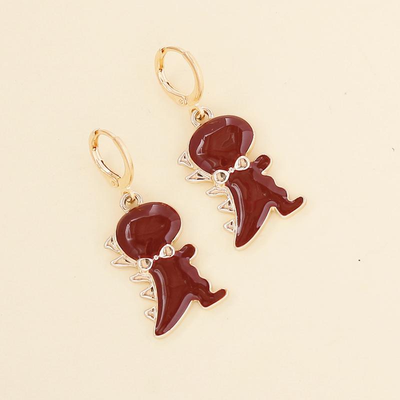 Lovely Cartoon Enamel Dinosaur Hoop Earrings for Women Girls Party Jewelry Gifts