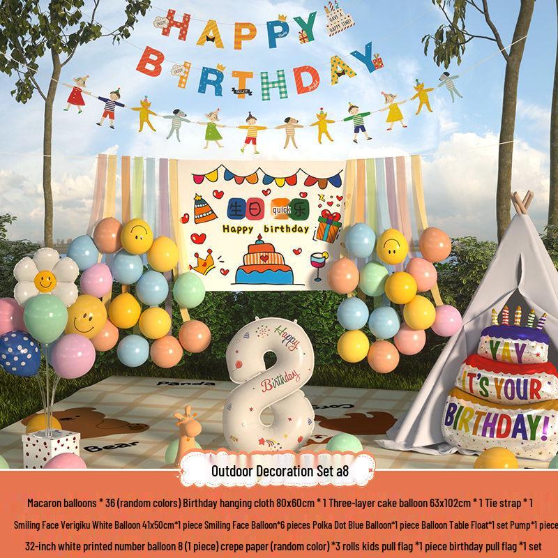 Xiaohongshu První narozeninová kempingová párty Balónky a banner pro děti