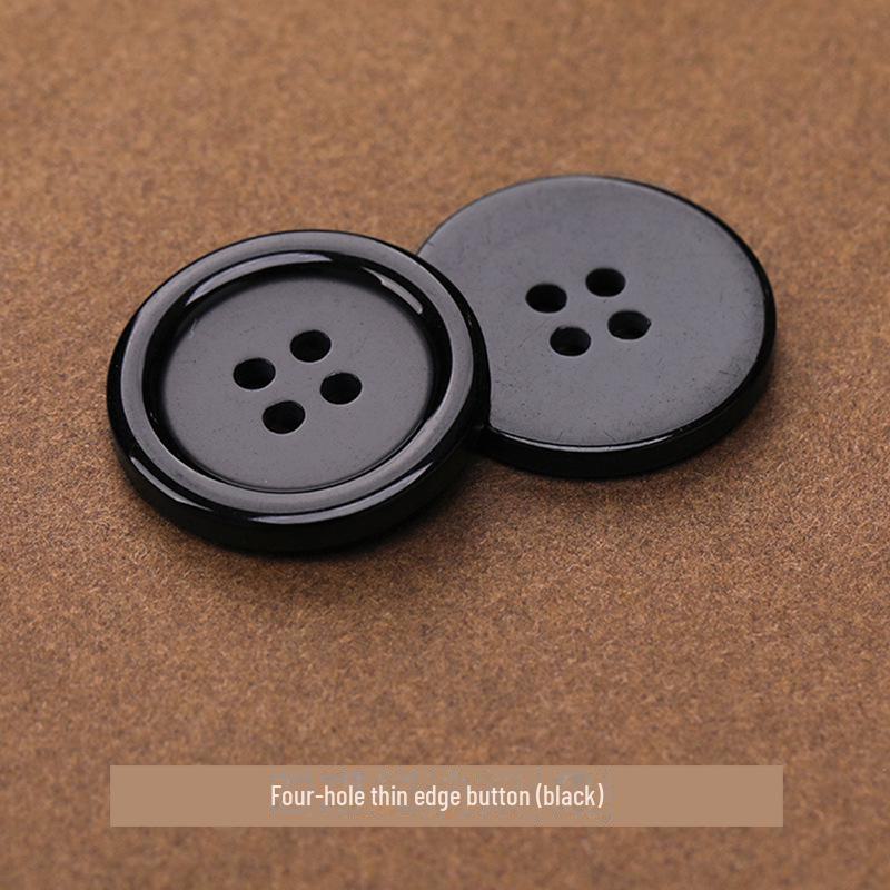 Resin Button Set: Black and White, Two-Eye & Four-Eye for Shirts, Suits, Trousers, and Pants