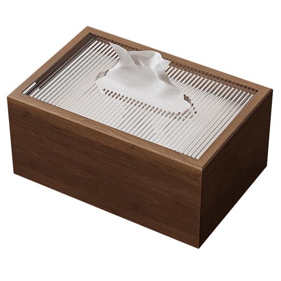 Chinese Style Wood Tissue Box with Acrylic Lid Light Luxury Easy Access Multi-functional Desktop Napkin Organizer