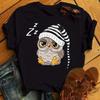 Cute Cartoon Owl Print Graphic T-shirt Women's Casual Short-sleeved O-neck Harajuku Top