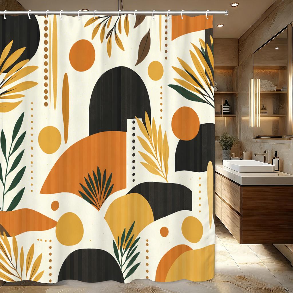 Stylish Artistic Pattern Polyester Shower Curtain - Creative Bathroom Decor, Fashionable Bath Curtain For Home & Hotel