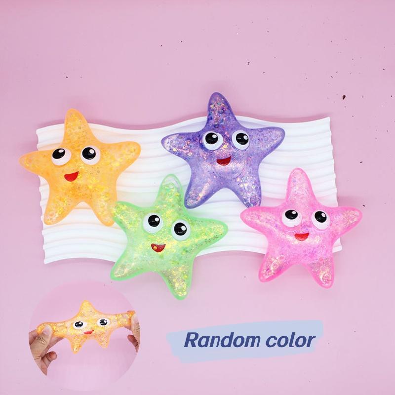 Niedlicher Stern Malzzucker Squeeze Ball Spielzeug Stressabbau Seestern Augen Dekompression Fünfzackiger Stern Plastik)