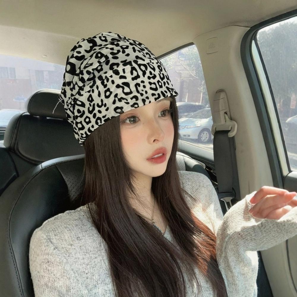 American Style Y2k Baggy Cap Stacking Leopard Beanies Cap Trendy Pullover Hats  Women