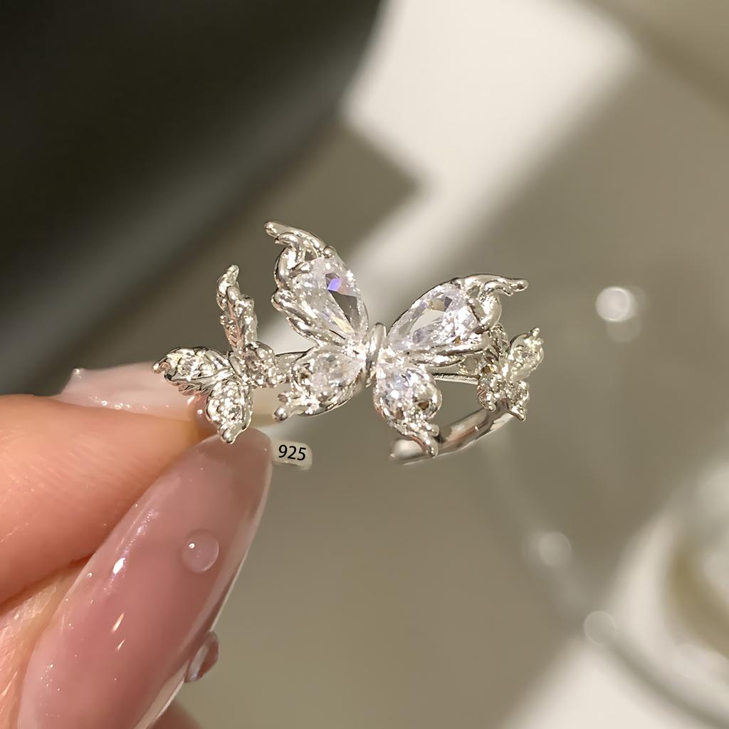 Sam Panda 925 Rings for Women Simple Geometric Handmade Irregular Retro Ring Gold Zircon Allergy For Birthday Gift