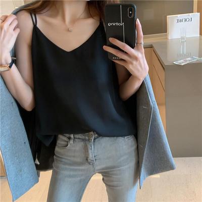 Übergröße Damen Chiffon V-Ausschnitt Schlankmachendes Sommer Tanktop