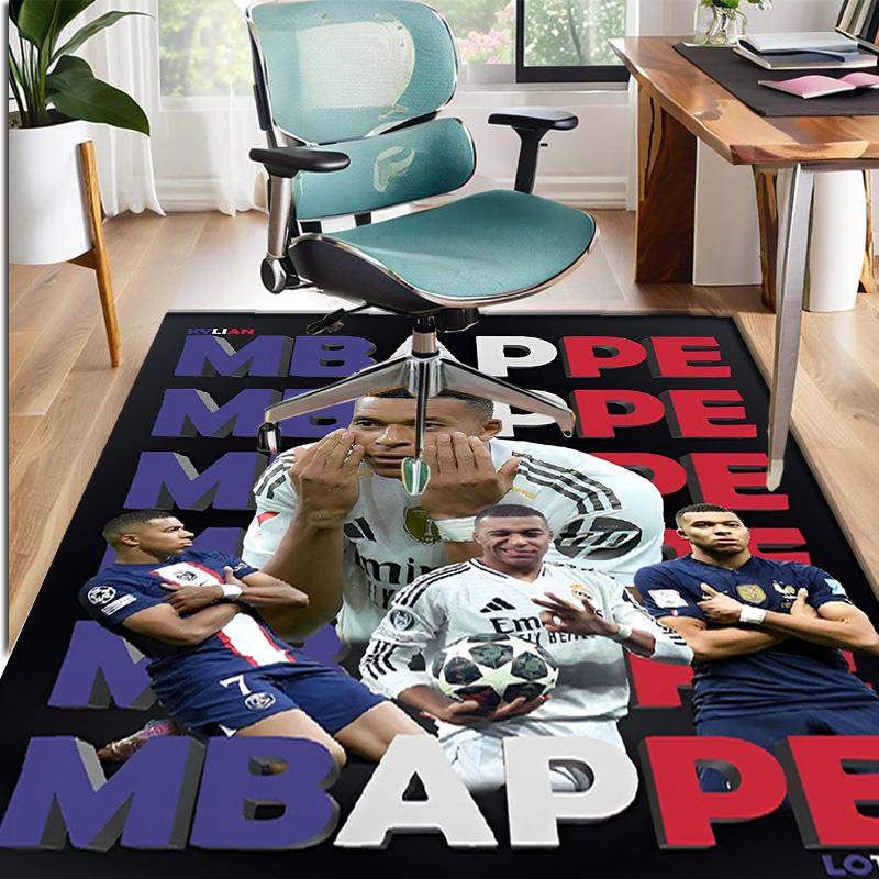 Kylian Mbappe Pattern Rug, Indoor/Outdoor Mat, for Picnic, Gameroom, Bedroom, Office, Living Room, Home Decor Carpet, Birthday Gift