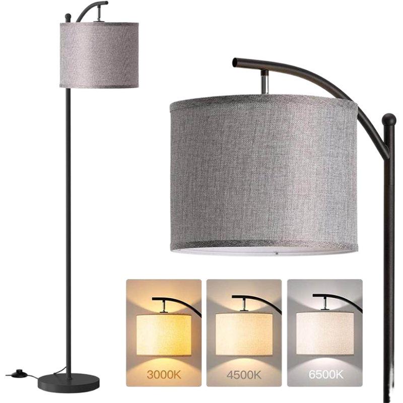 Retro Minimalist Fabric Floor Lamp - Dimmable Three-Color Lighting for Bedroom, Study, or Living Room