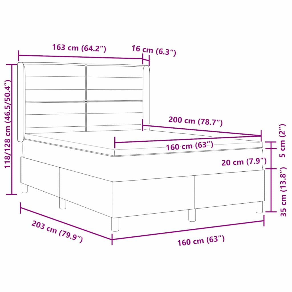 Box Spring Bed with Headboard Taupe 160 x 200 cm Fabric