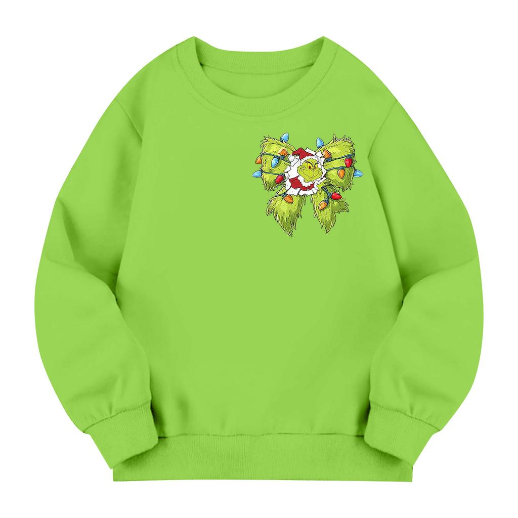 Kids' Long Sleeve Loose Pullover Letter Printed Round Neck Sweatshirt
