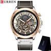 CURREN Man WristWatch Chronograph Sport Men Watch Military Top Brand Luxury Gold Blue Genuine Leather Calendar Male Clock 8380
