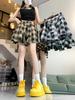 Irregular Vintage Plaid A-line Short Skirt - Women's Summer Slimming, Anti-Exposure Pleated Design