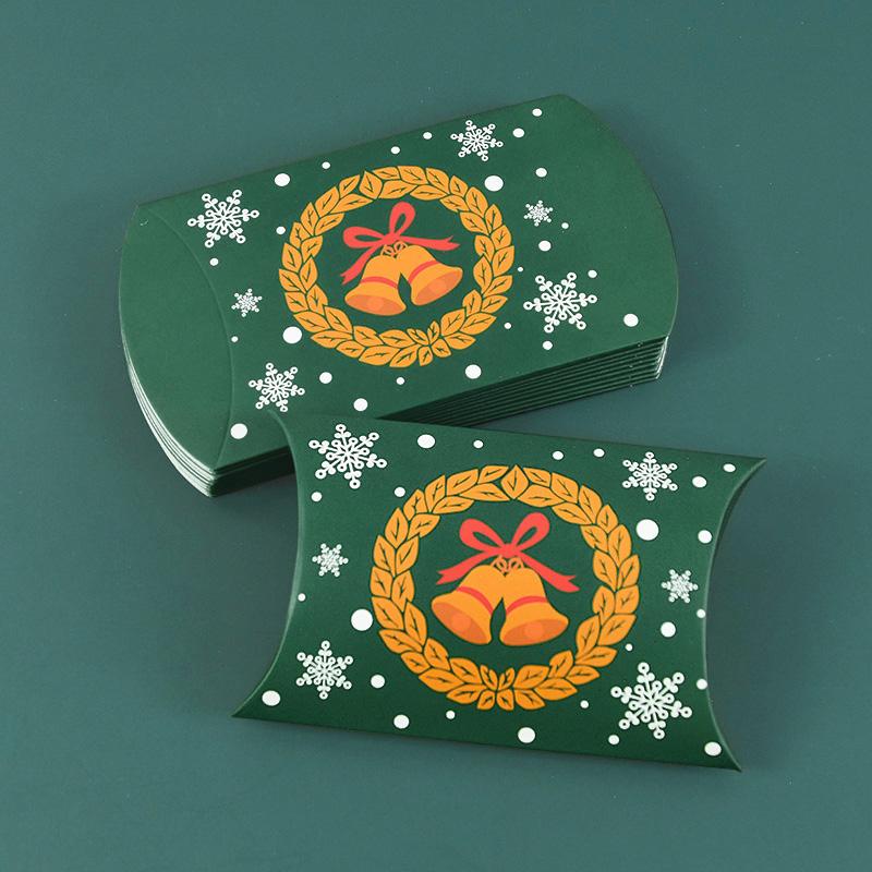 24/12pcs Christmas Pillow Shape Candy Box Merry Christmas Kraft Paper Gift Box Packging Kids Favors Happy New Year Navidad 2025