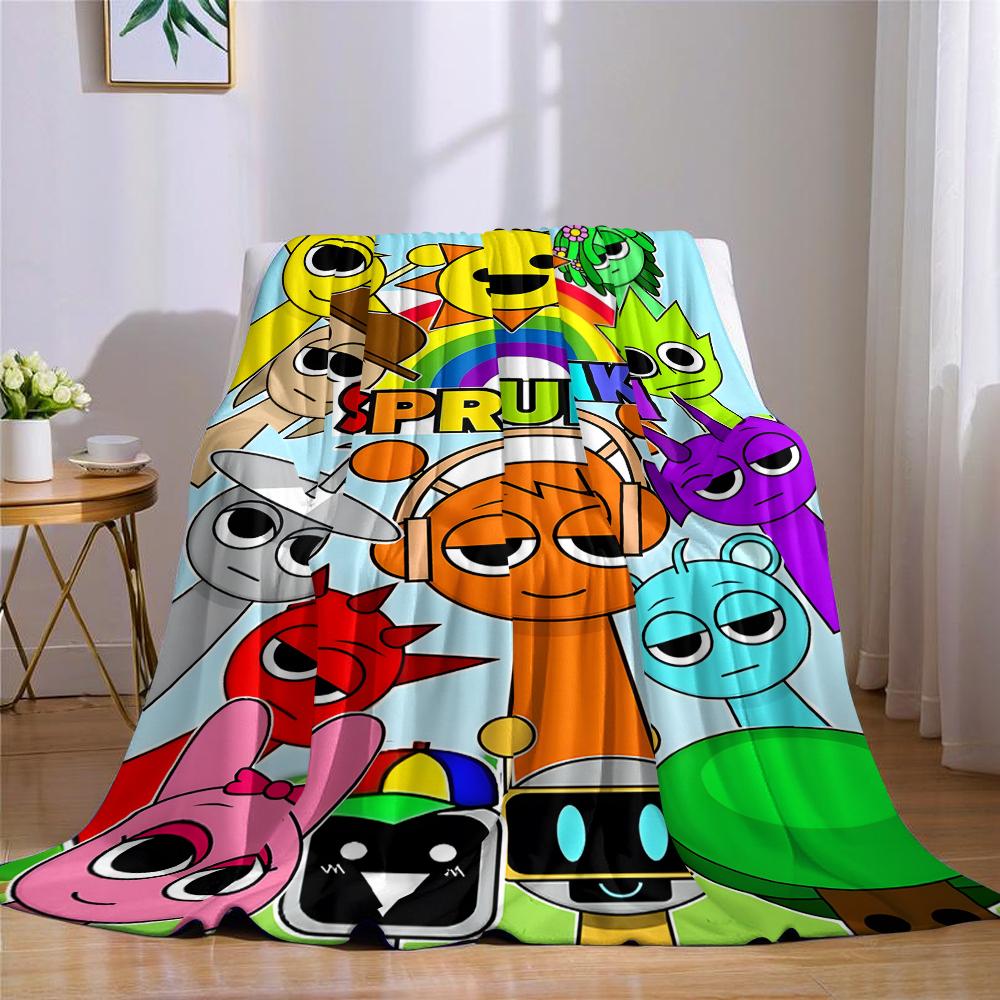 Sprunki Characters Flannel Blanket Warm Soft Halloween Christmas Couch Warm Cozy Decorative Decor Gift For All Season