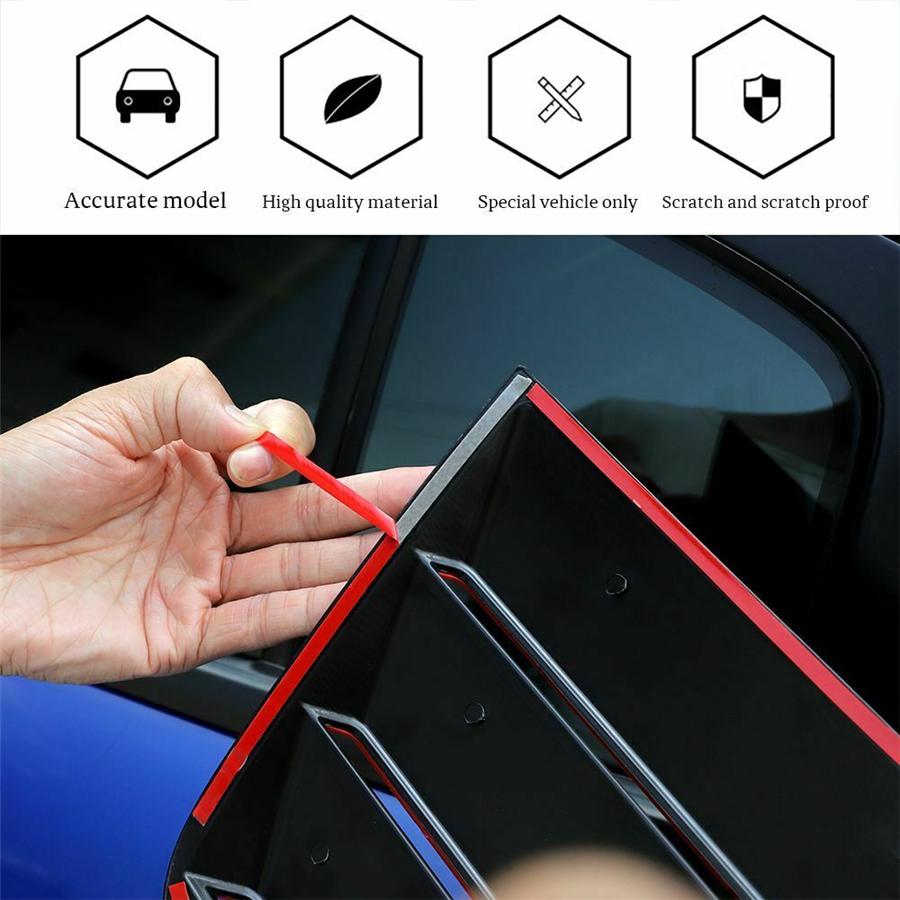 Black+Red Rear Side Window Shutter Louver Cover Trim For Dodge Charger 2011-2021