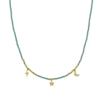 Collana Luxenter in argento 925 e cristallo verde con finitura in oro giallo 18k - Olzex