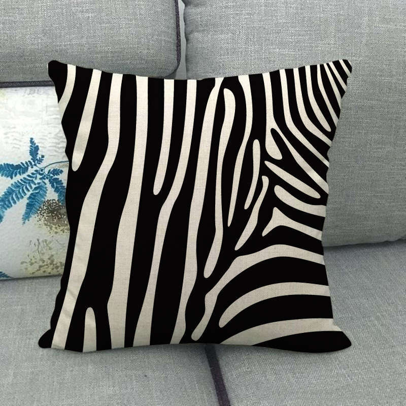 Black And White Leopard Print Spots Digital Printing Short Plush Pillow Covers For Car Sofa Office Cushion Cover Home Goods