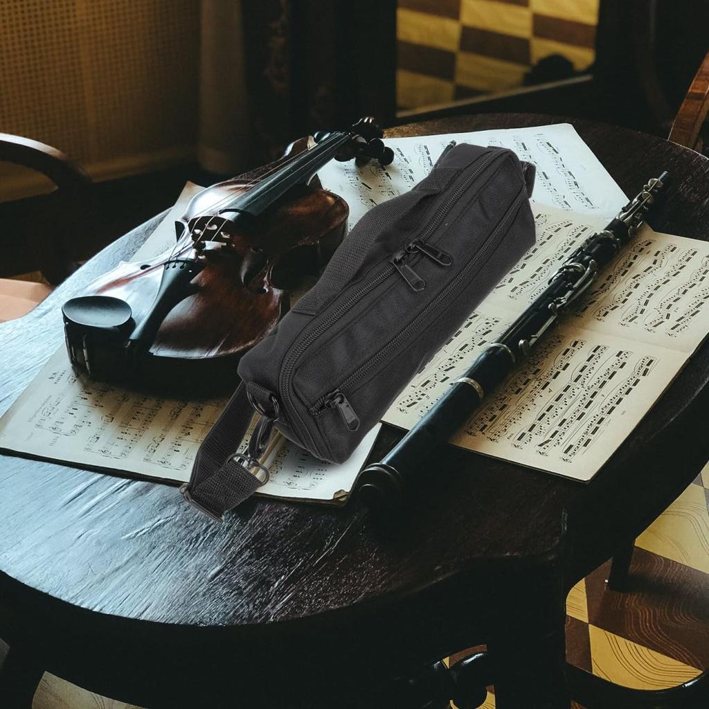 NOLITOY Piccolo Bag Flute Case Hard Shell Protective Case with Adjustable Straps Musical Instrument Storage Bag Lightweight Durable Black