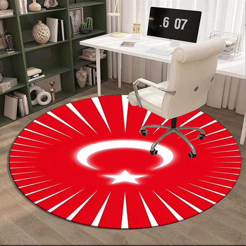 Turkish Football Emblem Round Rug for Livingroom,Bedroom, Palyroom, Chair Rug, Area Rug, Circle Carpet, Fan Christmas Gift