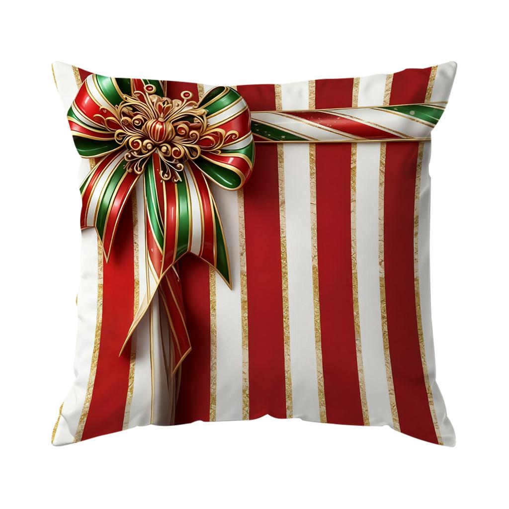 Christmas Bow Wreath Decoration Decorative Cushions Pillowcase Polyester Cushion Cover Throw Pillow Sofa Decoration Pillowcover